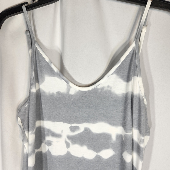 Designer Grey & White Tie Dye Print Adjustable Straps Maxi Dress Size Medium - Picture 2 of 6